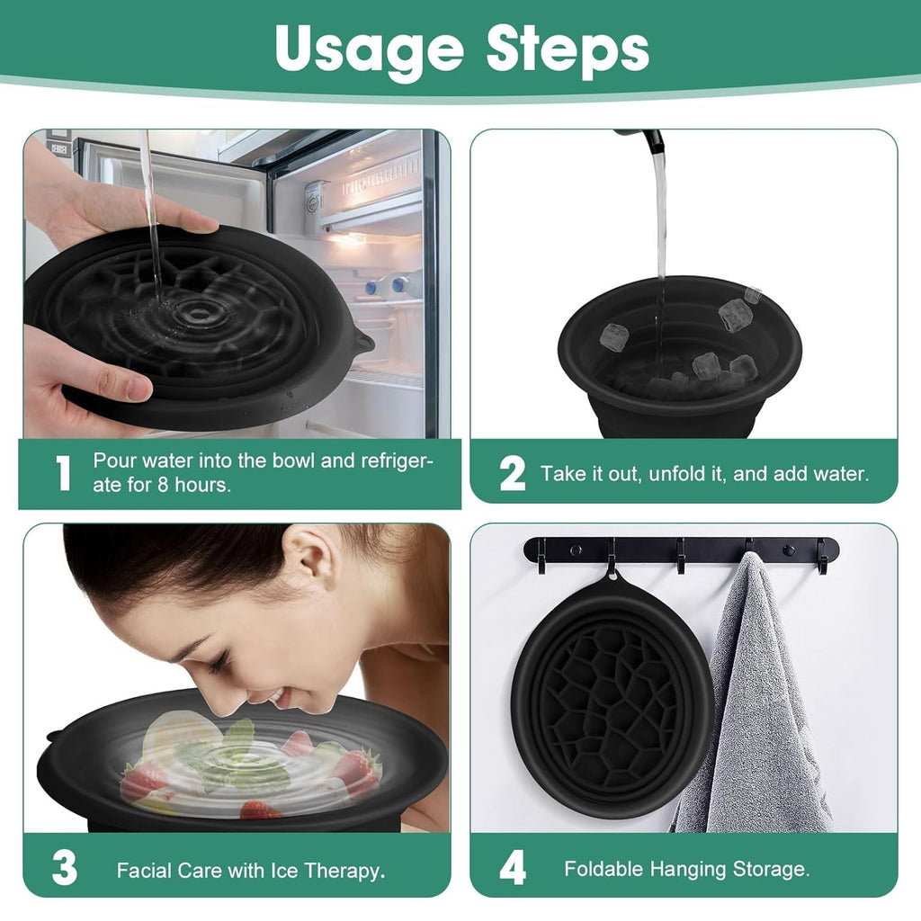 Silicone Collapsible Face Bowl with Built-In Ice Tray