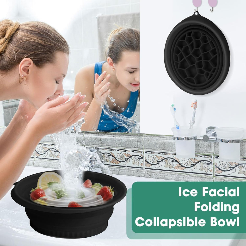 Silicone Collapsible Face Bowl with Built-In Ice Tray