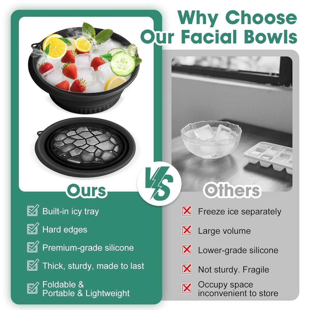 Silicone Collapsible Face Bowl with Built-In Ice Tray