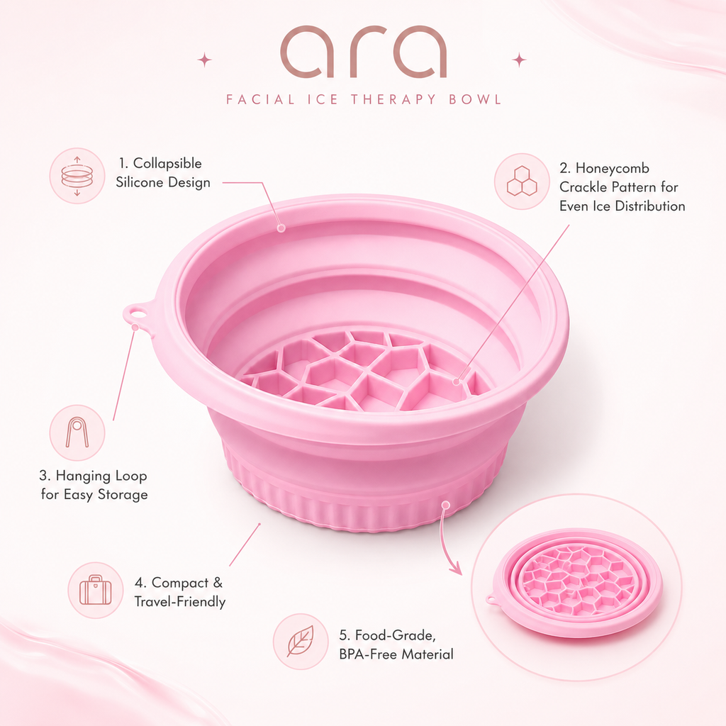 Silicone Collapsible Face Bowl with Built-In Ice Tray