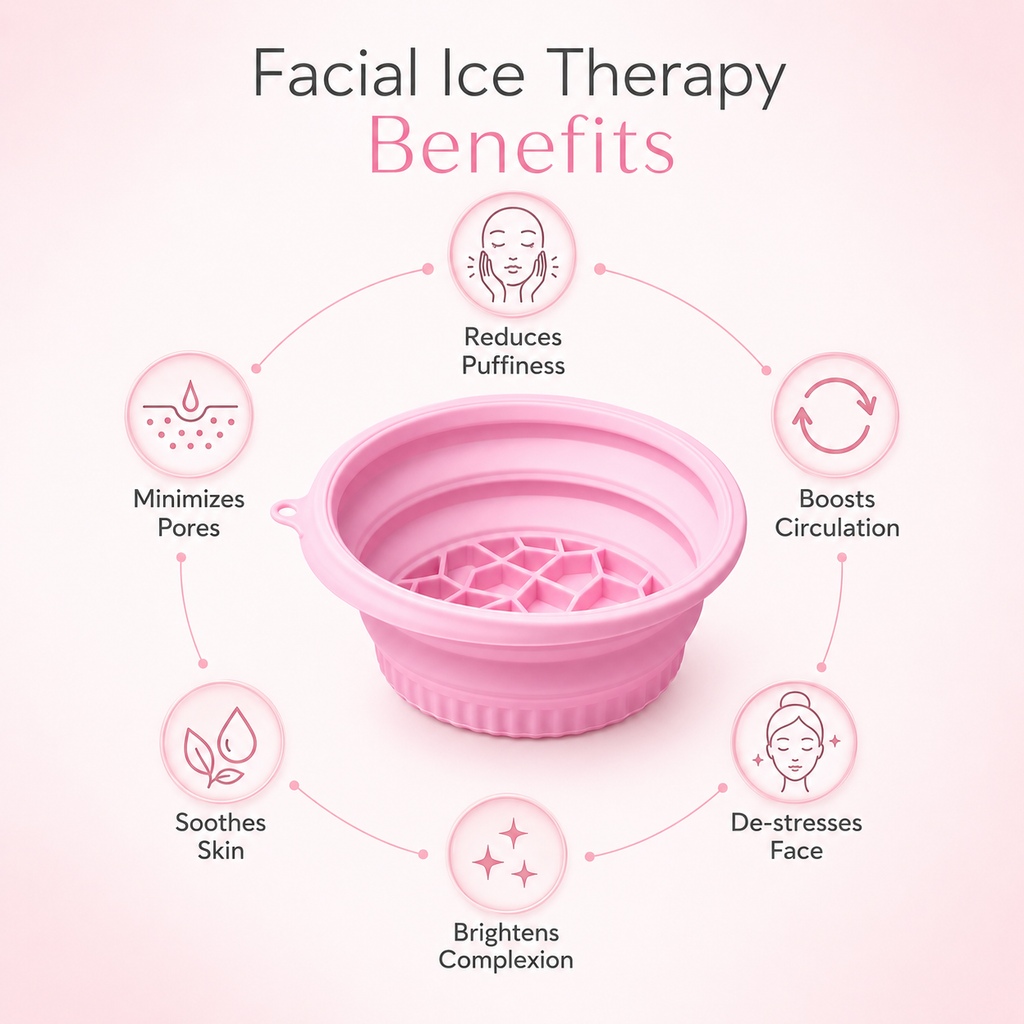 Silicone Collapsible Face Bowl with Built-In Ice Tray