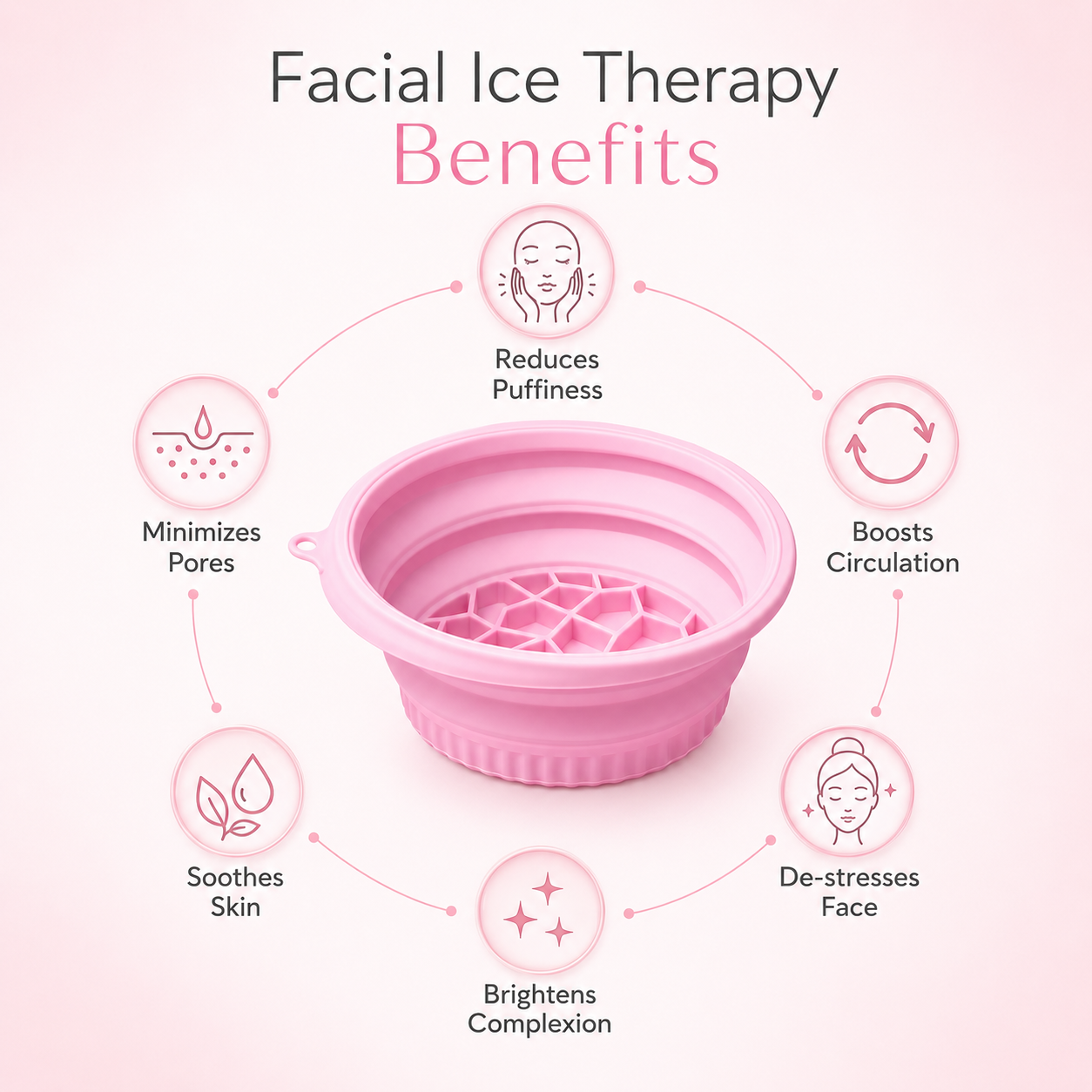 Silicone Collapsible Face Bowl with Built-In Ice Tray