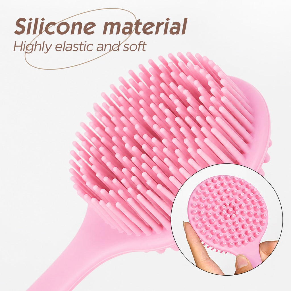 Soft Silicone Back Scrubber with Long Handle for Shower & Bath